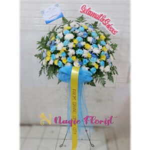 standing flower congrats blue & yellow